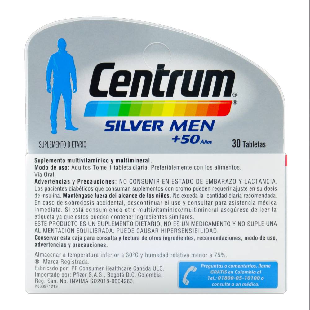 Centrum Silver Men 50+ 30 Tabletas - Huesos, Defensas y Mente Activa - Imagen 6