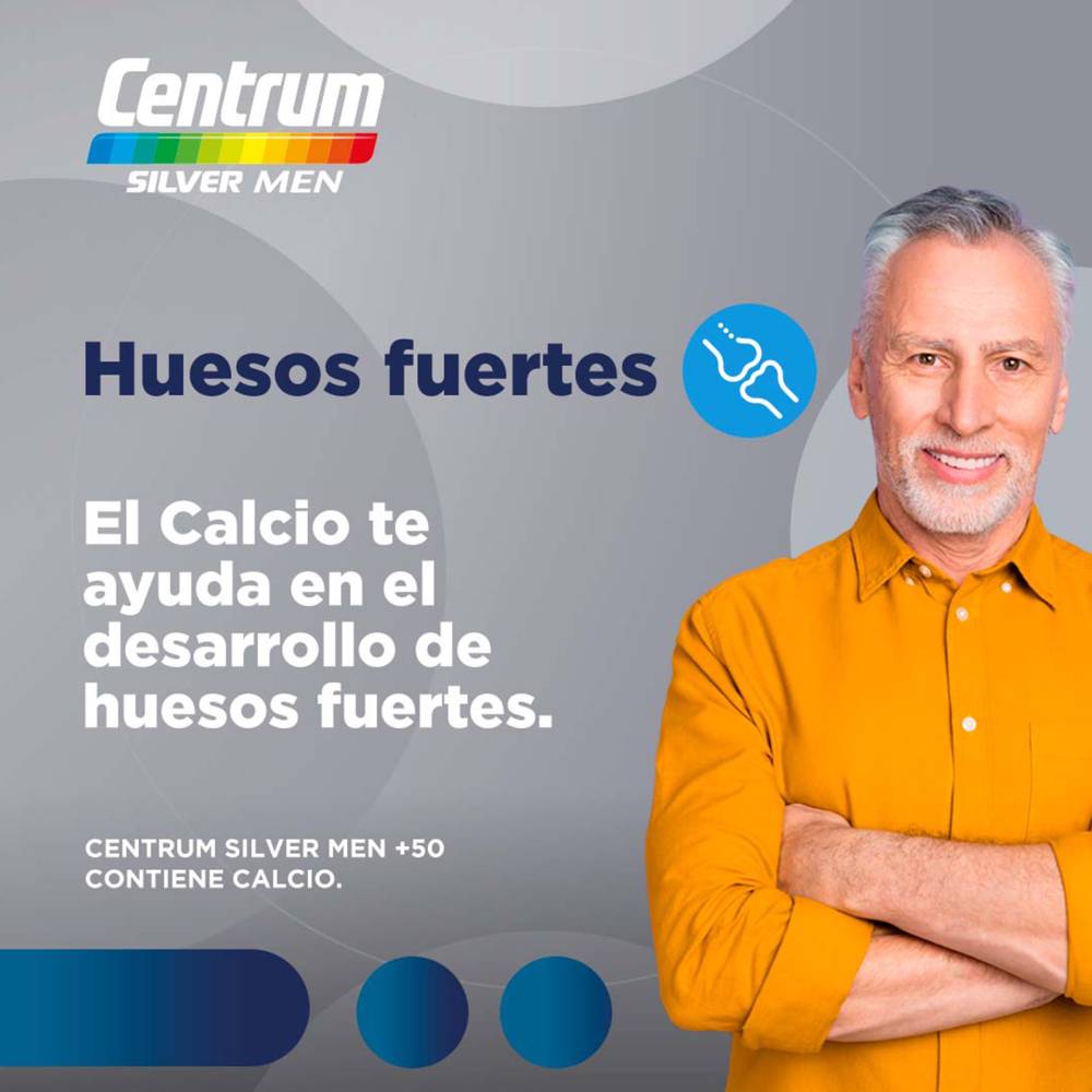 Centrum Silver Men 50+ 60 Tabletas - Huesos, Defensas y Mente Activa