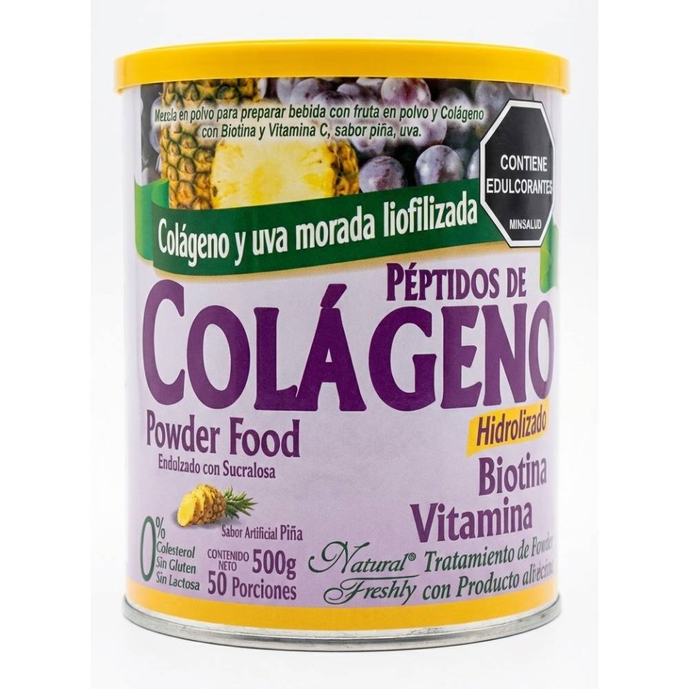 Colageno Hidrolizado Uva Morada Liofilizada Piña 500 Gr