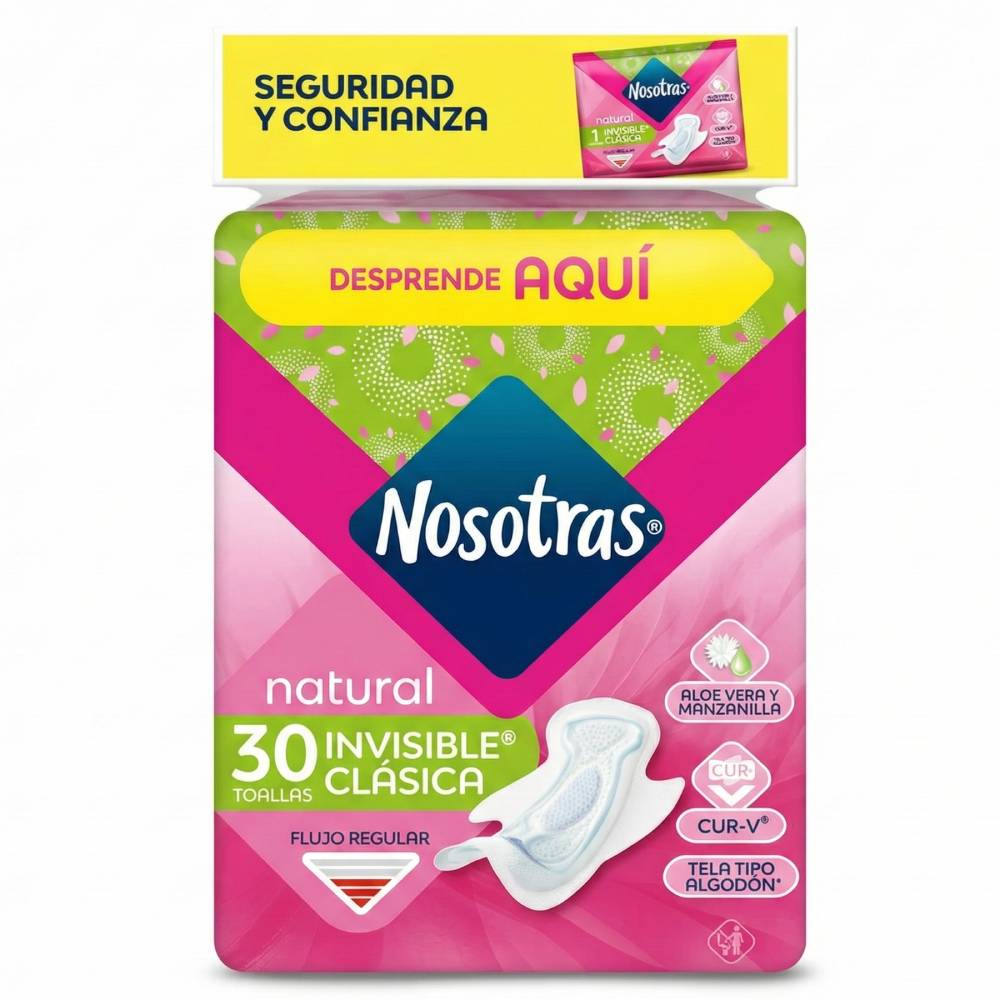 Toallas Higiénicas Nosotras Invisible Clásica 30 Unidades